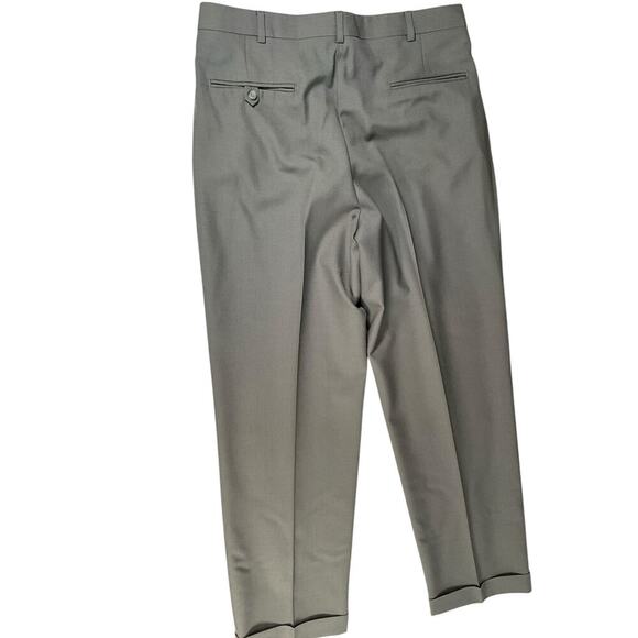 Ellis Mens Suit Trousers Decretive Pleated Design Grey 100% Wool Size 35 Vintage - Picture 7 of 11
